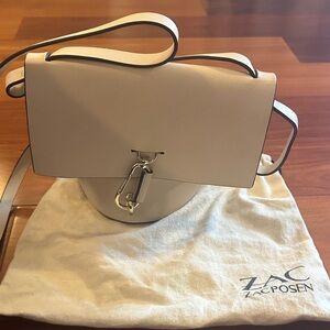 ZAC Zac Posen Cream Leather Crossbody with Silver Hardware